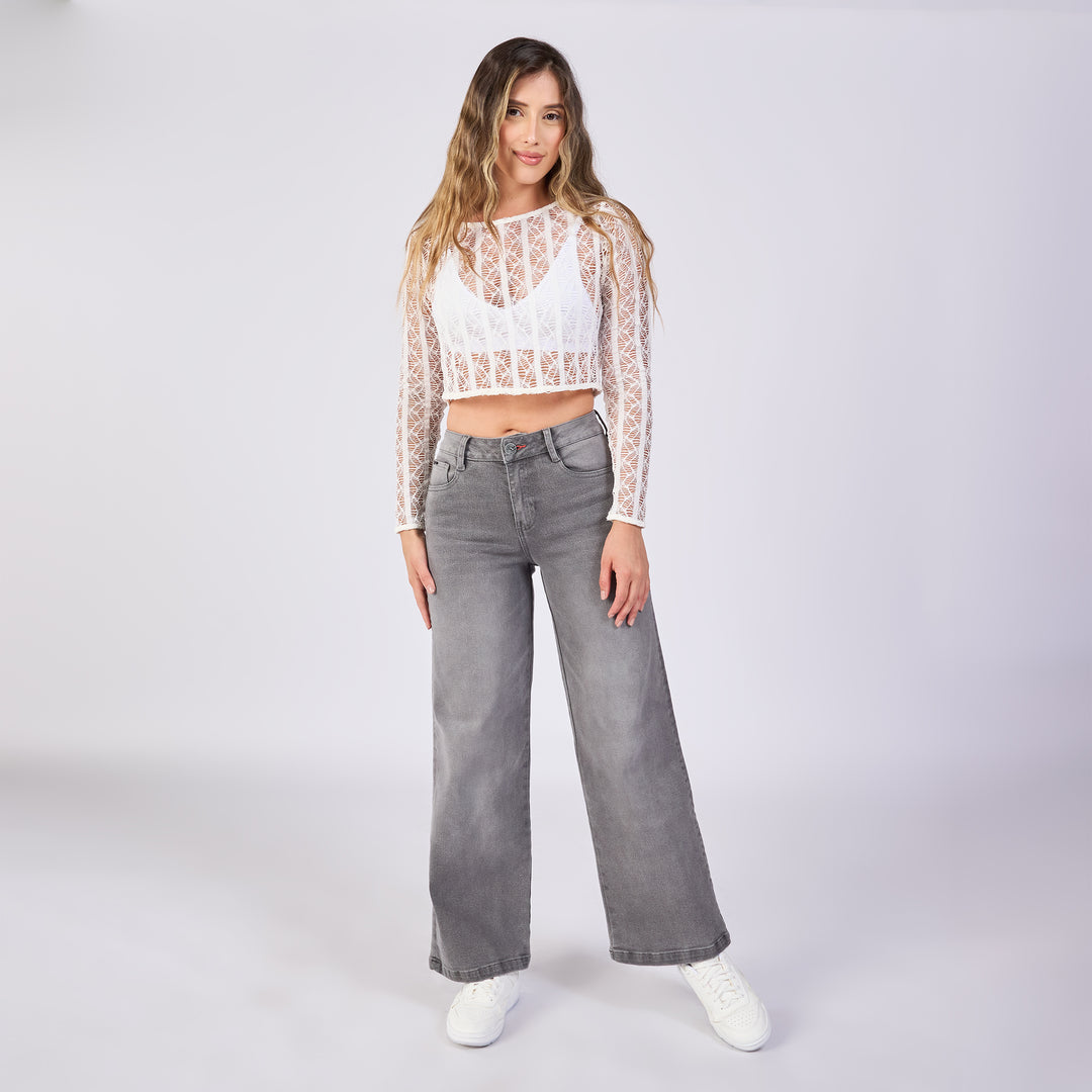 JEAN WIDE LEG TIRO MEDIO Ref: 552731