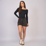 REF: 556283 Short corto dama licrado, color Gris oscuro