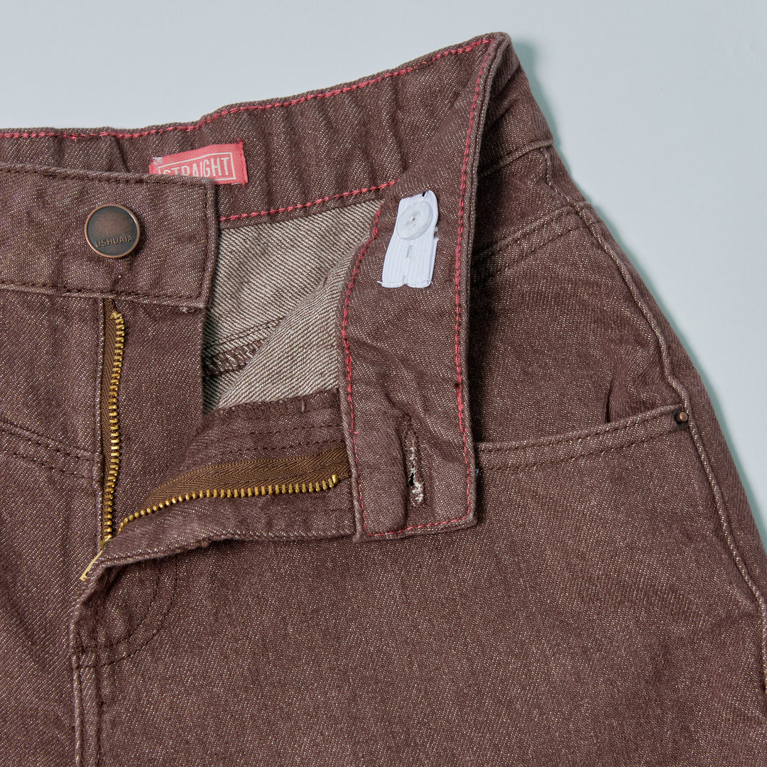 Ref: 552904 Jean dama Straight tiro alto rígido, color Mocca