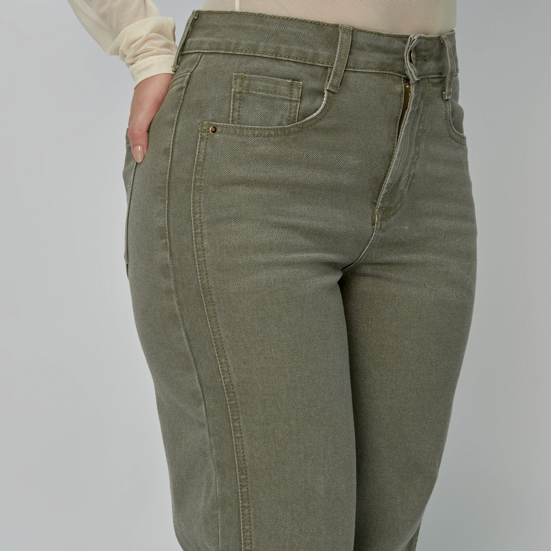 REF: 552899 Jean dama Straight tiro alto licrado, color Verde