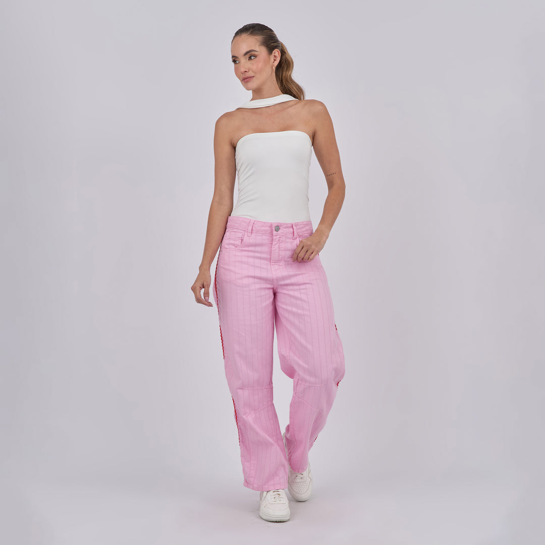 REF: 552895 Jean dama barrel straight rígido, color Rosado