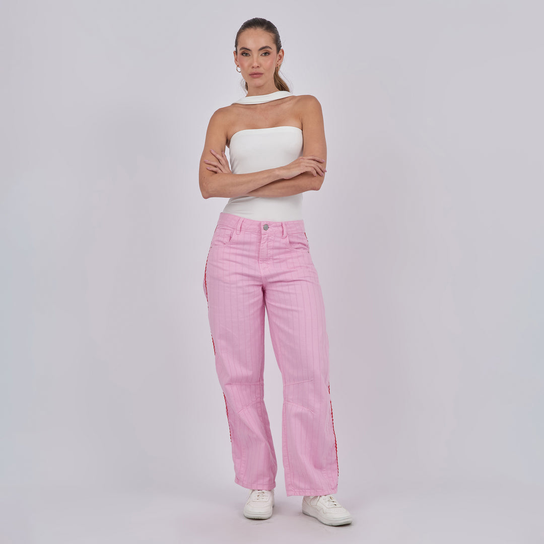 REF: 552895 Jean dama barrel straight rígido, color Rosado