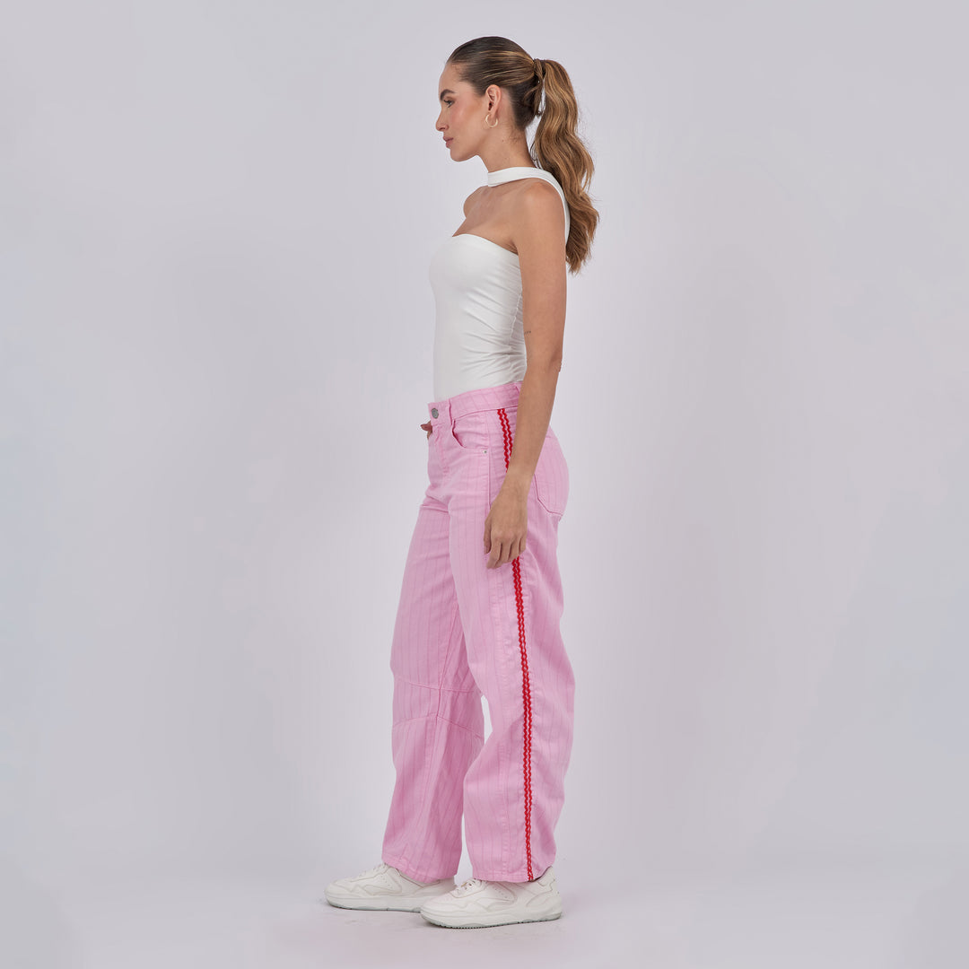 REF: 552895 Jean dama barrel straight rígido, color Rosado