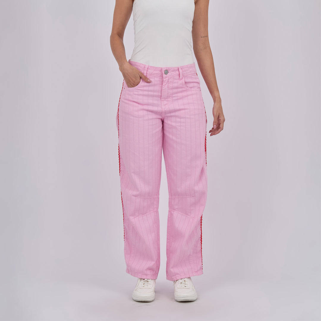 REF: 552895 Jean dama barrel straight rígido, color Rosado