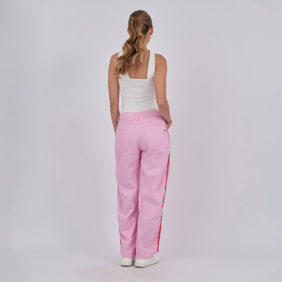 REF: 552895 Jean dama barrel straight rígido, color Rosado