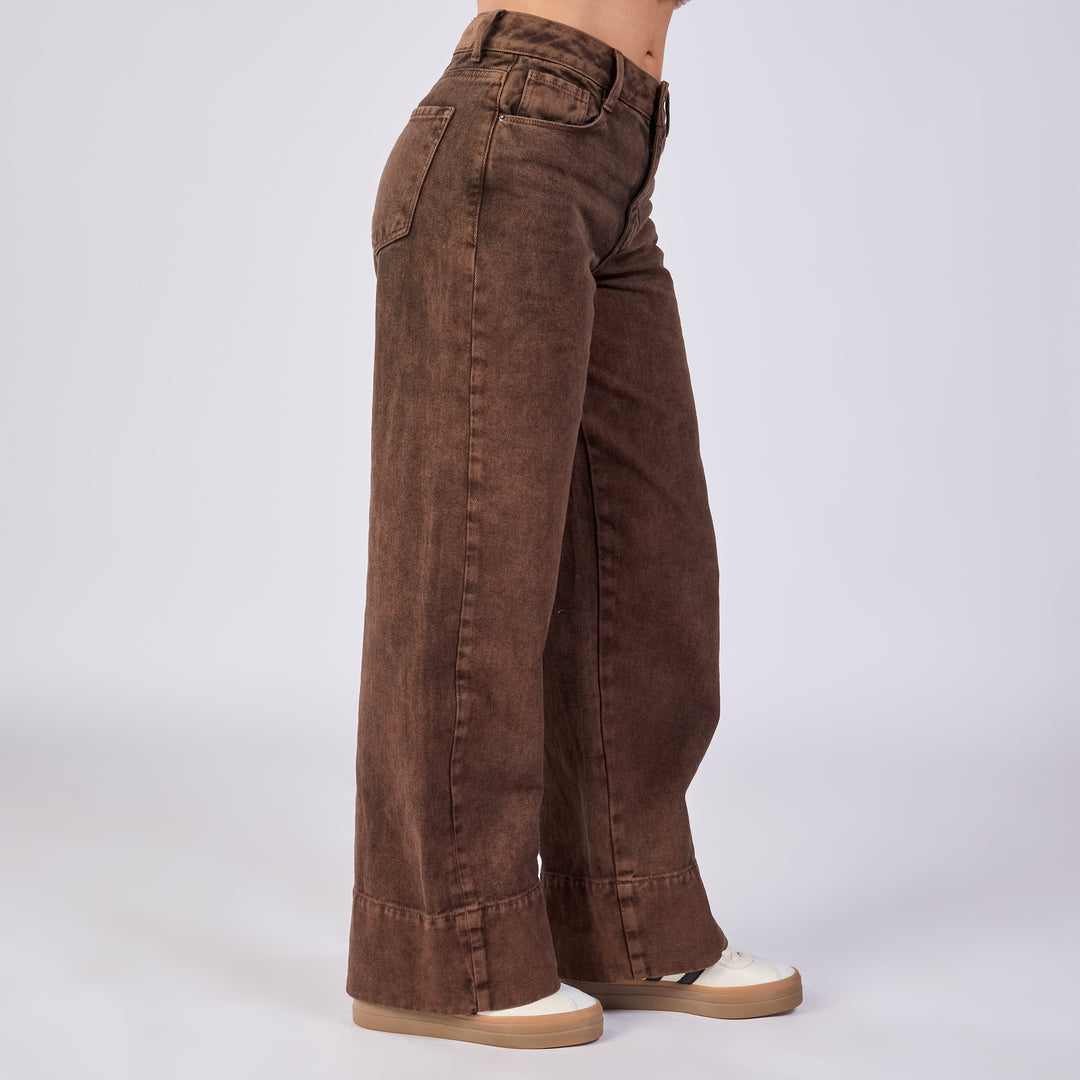 JEAN DAMA WIDE LEG TIRO MEDIO MOCCA Ref: 552704