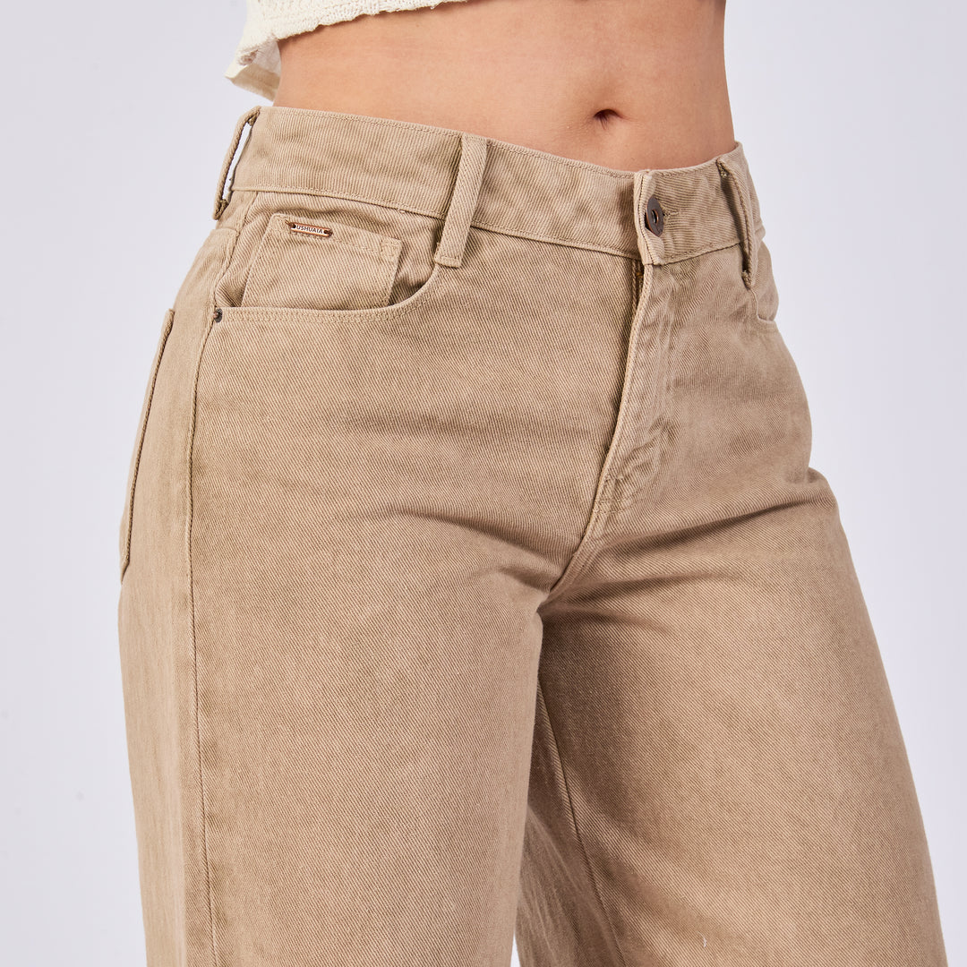 JEAN DAMA WIDE LEG TIRO MEDIO KAKI Ref: 552704