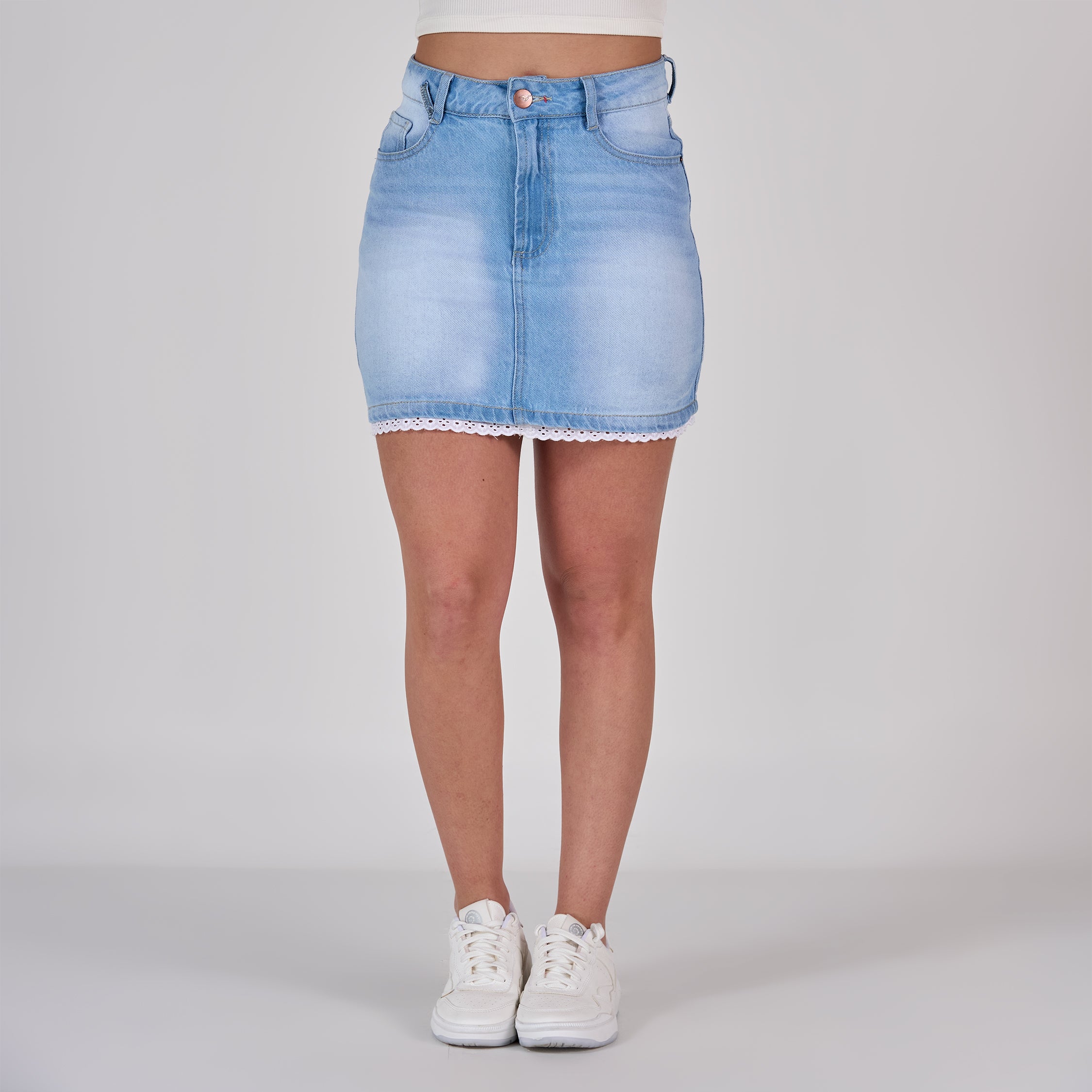 Ref: 558069 Falda dama rígida 100% algodón, color Azul claro