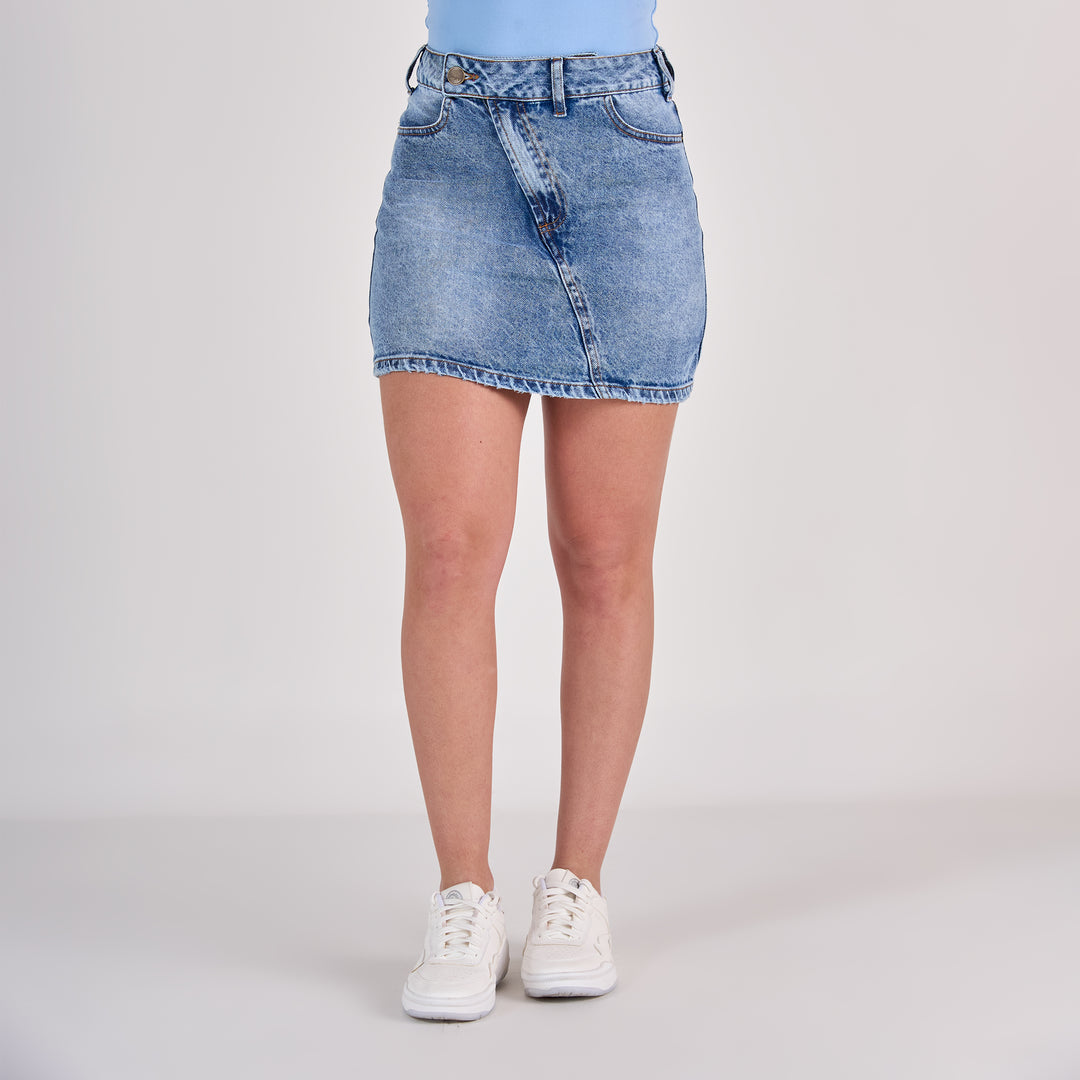 Ref: 558071 Falda dama rígida 100% algodón, color Azul medio