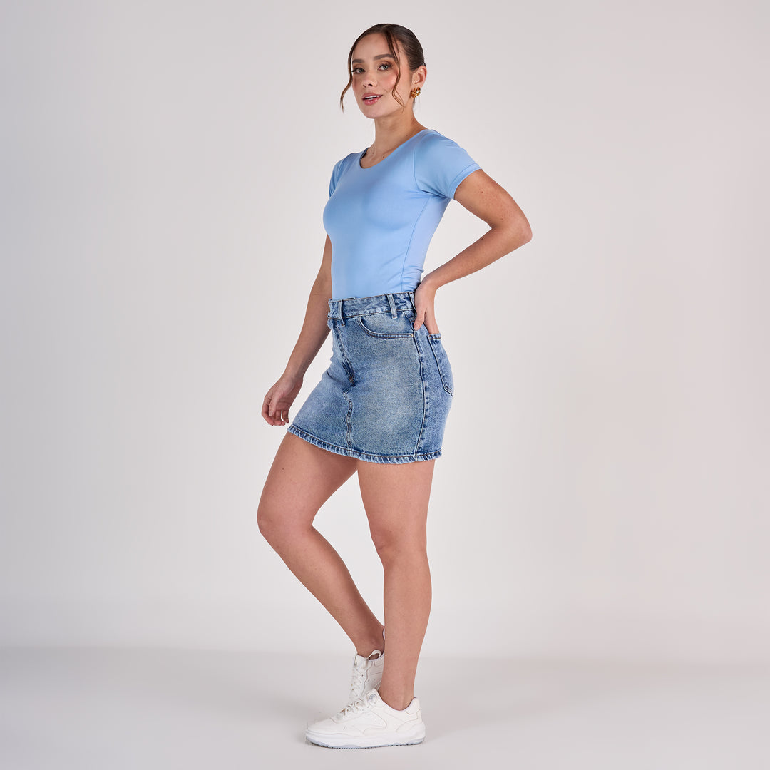 Ref: 558071 Falda dama rígida 100% algodón, color Azul medio