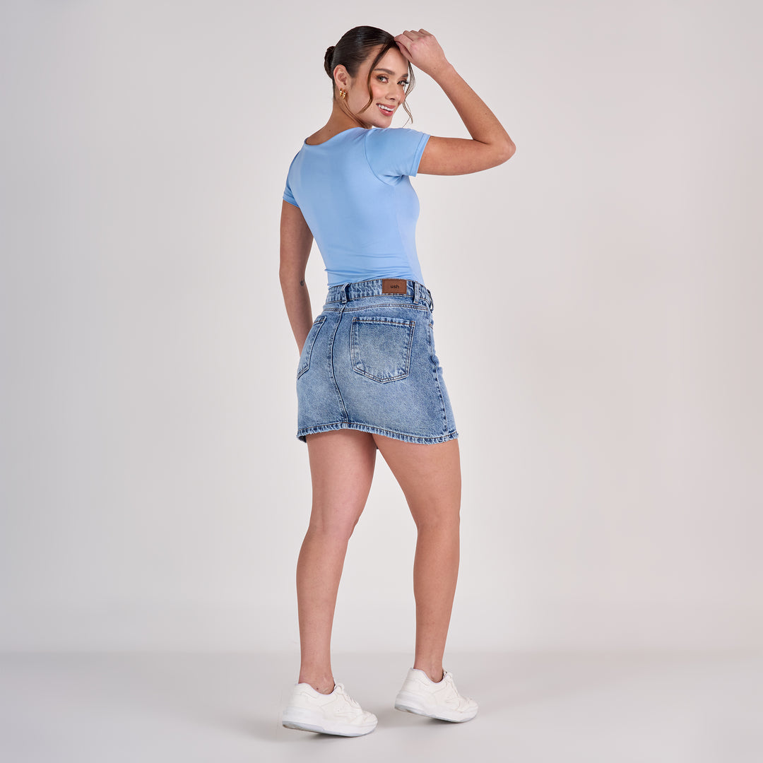 Ref: 558071 Falda dama rígida 100% algodón, color Azul medio