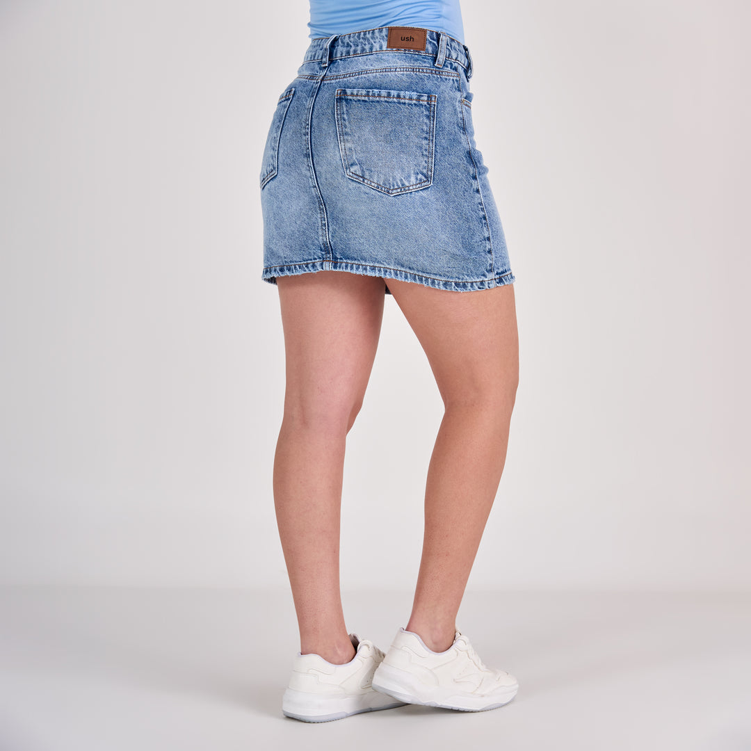 Ref: 558071 Falda dama rígida 100% algodón, color Azul medio