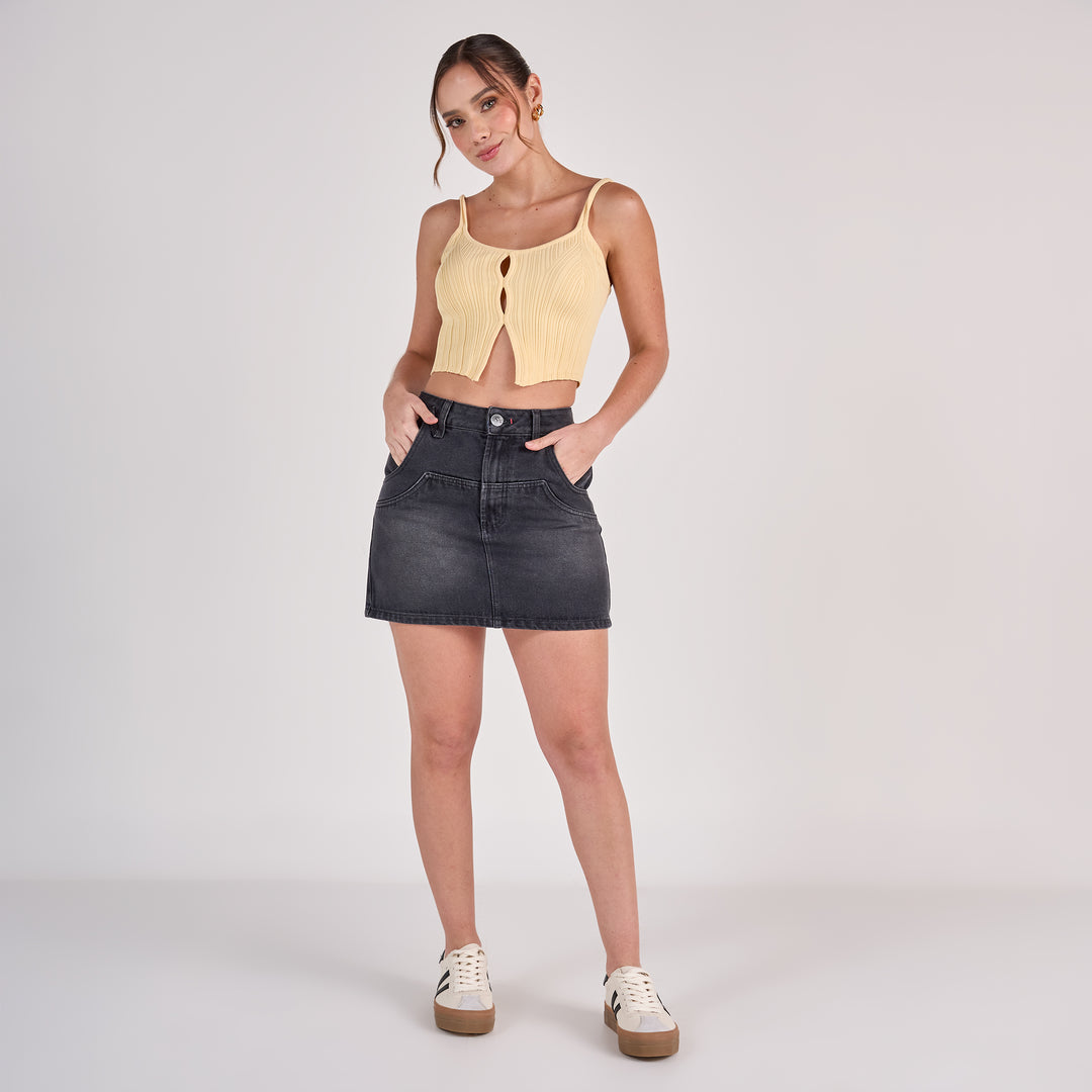 Ref: 558072 Falda dama rígida 100% algodón, color Gris