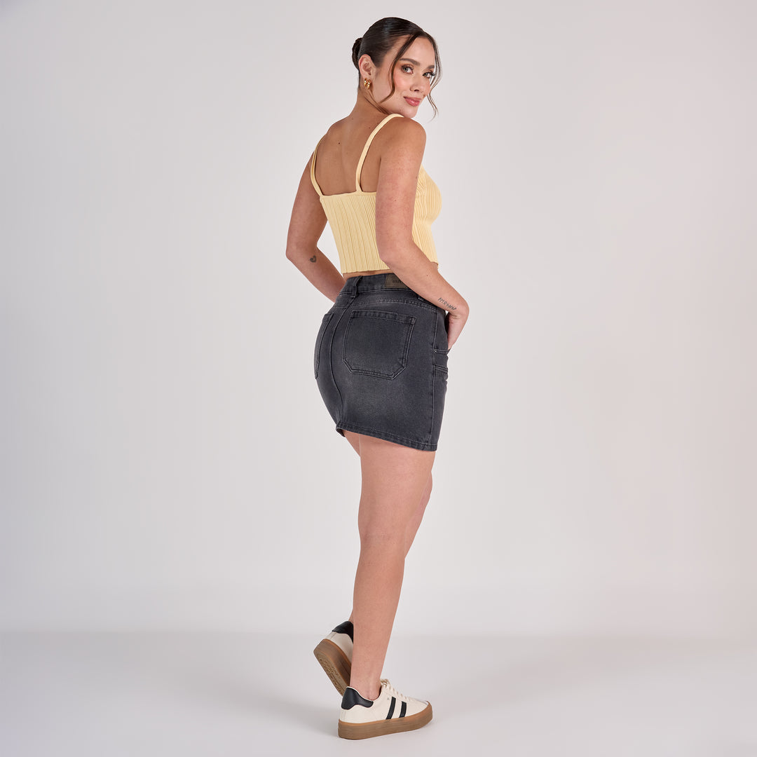 Ref: 558072 Falda dama rígida 100% algodón, color Gris