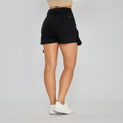 Ref: 556227 Falda short cargo rígida tiro alto en denim negro