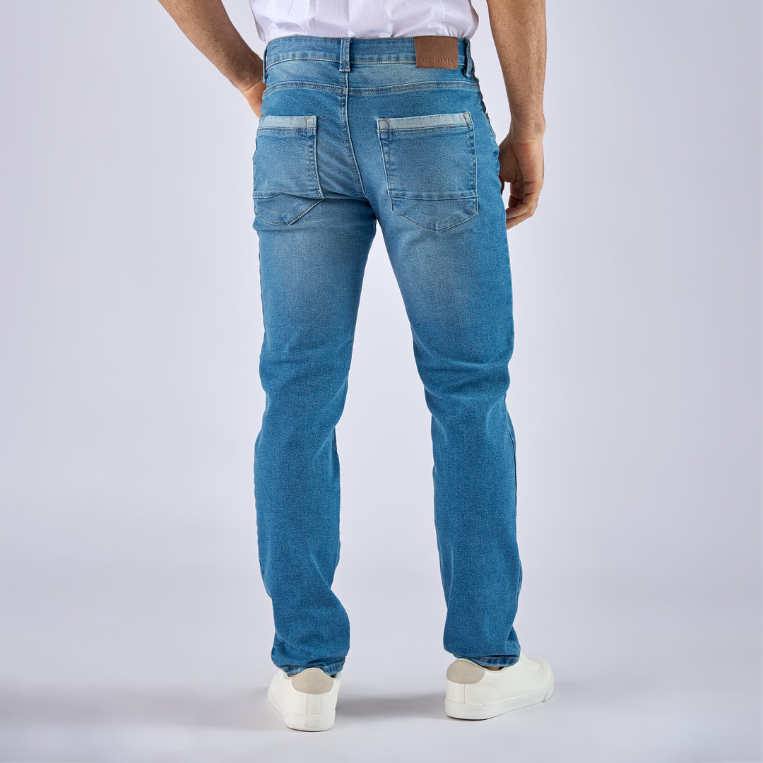 Ref: 600759 Jean hombre slim fit en denim licrado, Color azul claro