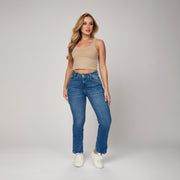 Ref: 552437 Jean licrado straight boot tiro alto en índigo azul medio