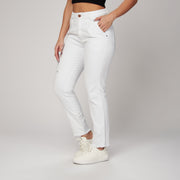 Ref: 552429 Jean rígido baggy bota tubo tiro alto en índigo blanco