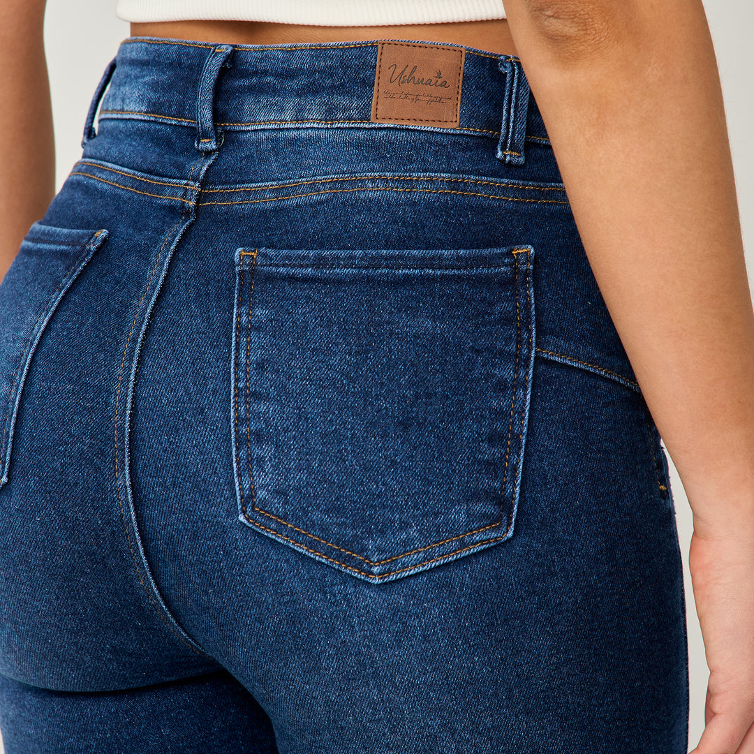 REF: 552570 Jean skinny tiro alto en denim stretch, color azul oscuro