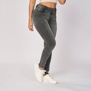 Ref: 552503 Jean skinny tiro alto en denim stretch gris claro