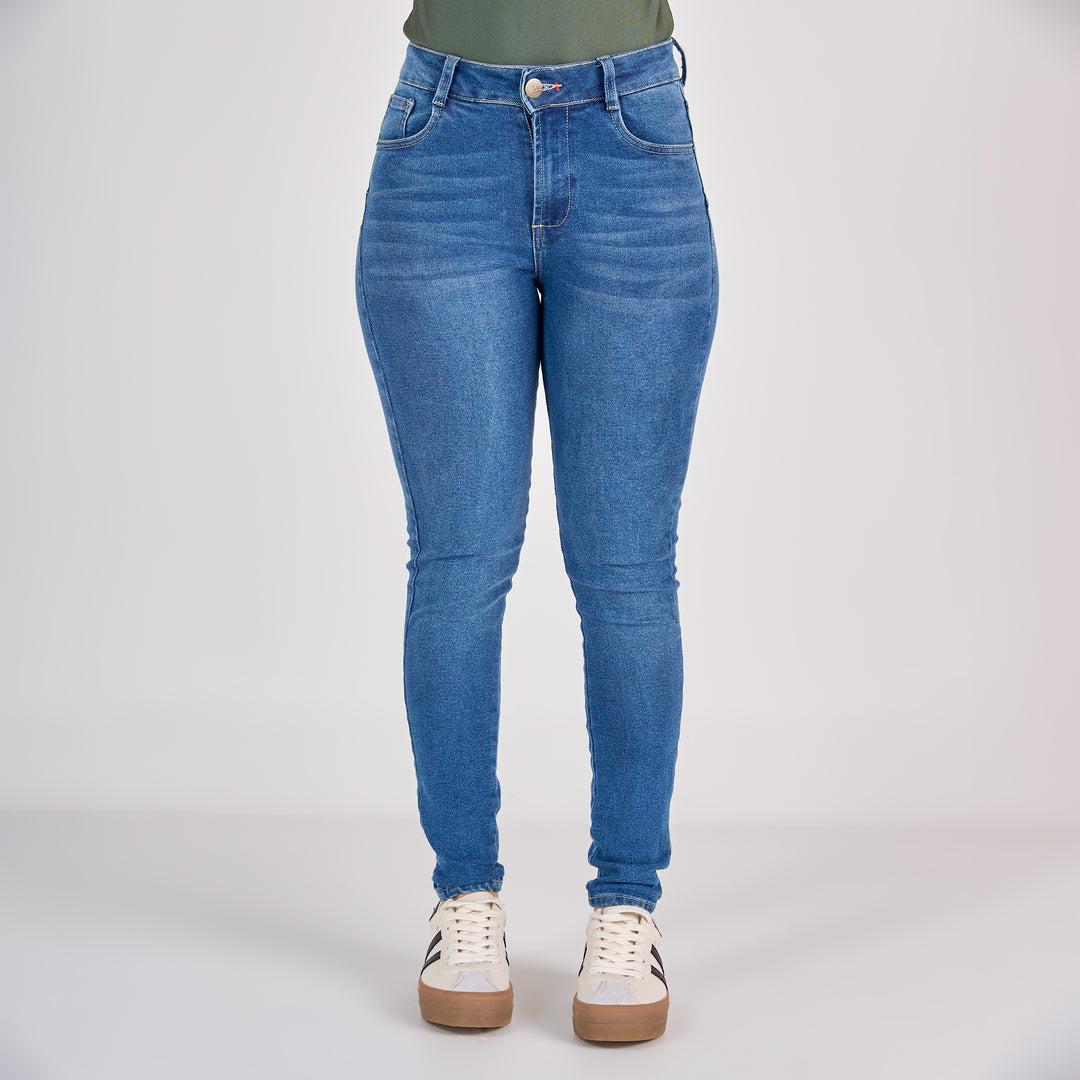 Ref: 552821 Jean dama skinny tiro medio licrado, color Azul medio