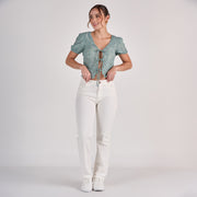 REF: 552814 Jean dama straight tiro medio licrado, color Ivory