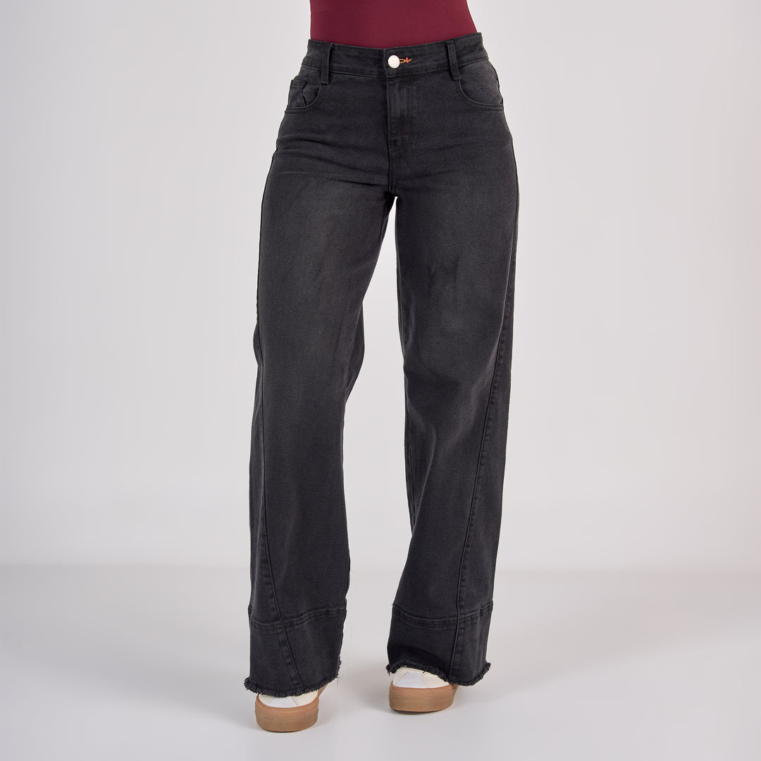 Ref: 552808 Jean dama vaquero tiro medio licrado, color Gris oscuro