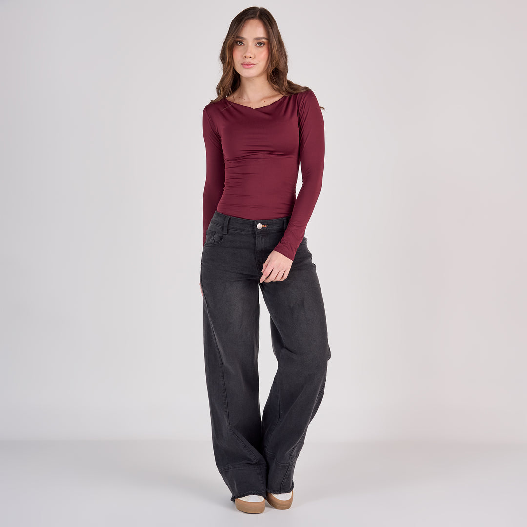 Ref: 552808 Jean dama vaquero tiro medio licrado, color Gris oscuro