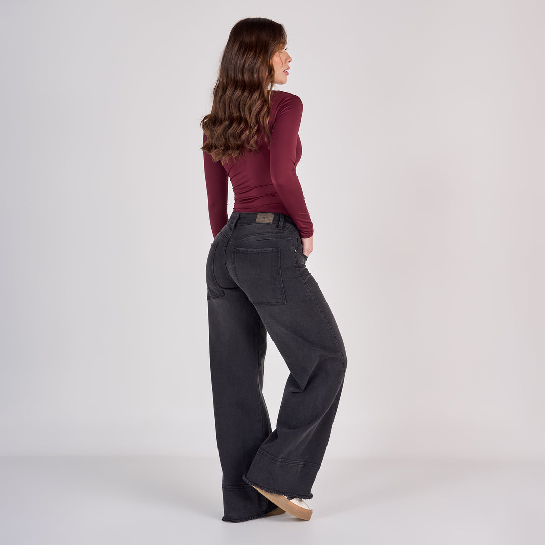 Ref: 552808 Jean dama vaquero tiro medio licrado, color Gris oscuro