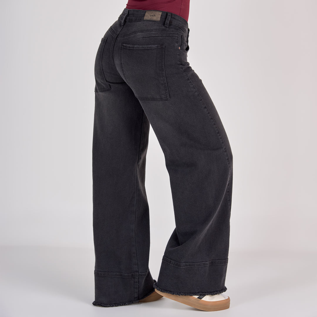 Ref: 552808 Jean dama vaquero tiro medio licrado, color Gris oscuro