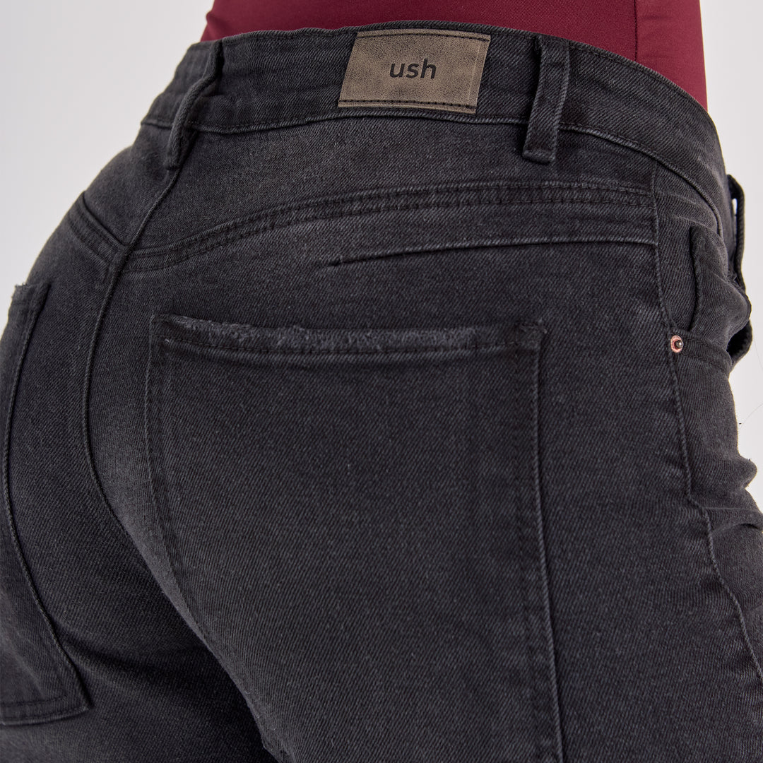 Ref: 552808 Jean dama vaquero tiro medio licrado, color Gris oscuro