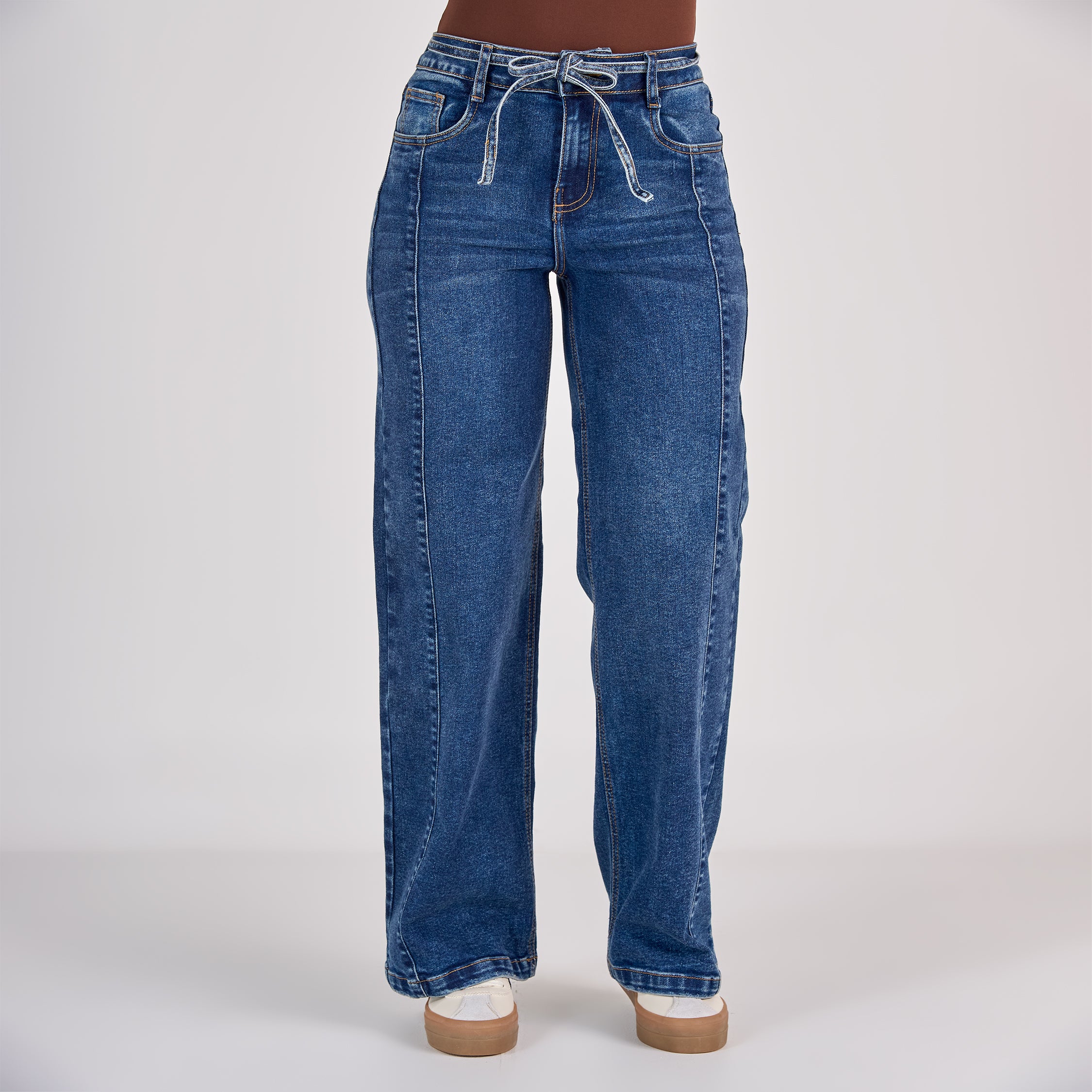 REF: 552804 Jean dama wide leg tiro medio licrado, color Azul oscuro