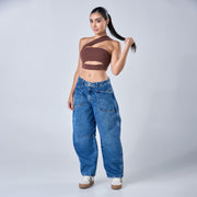 Ref: 552661 Jean rígido barrel 100% algodón, color azul medio