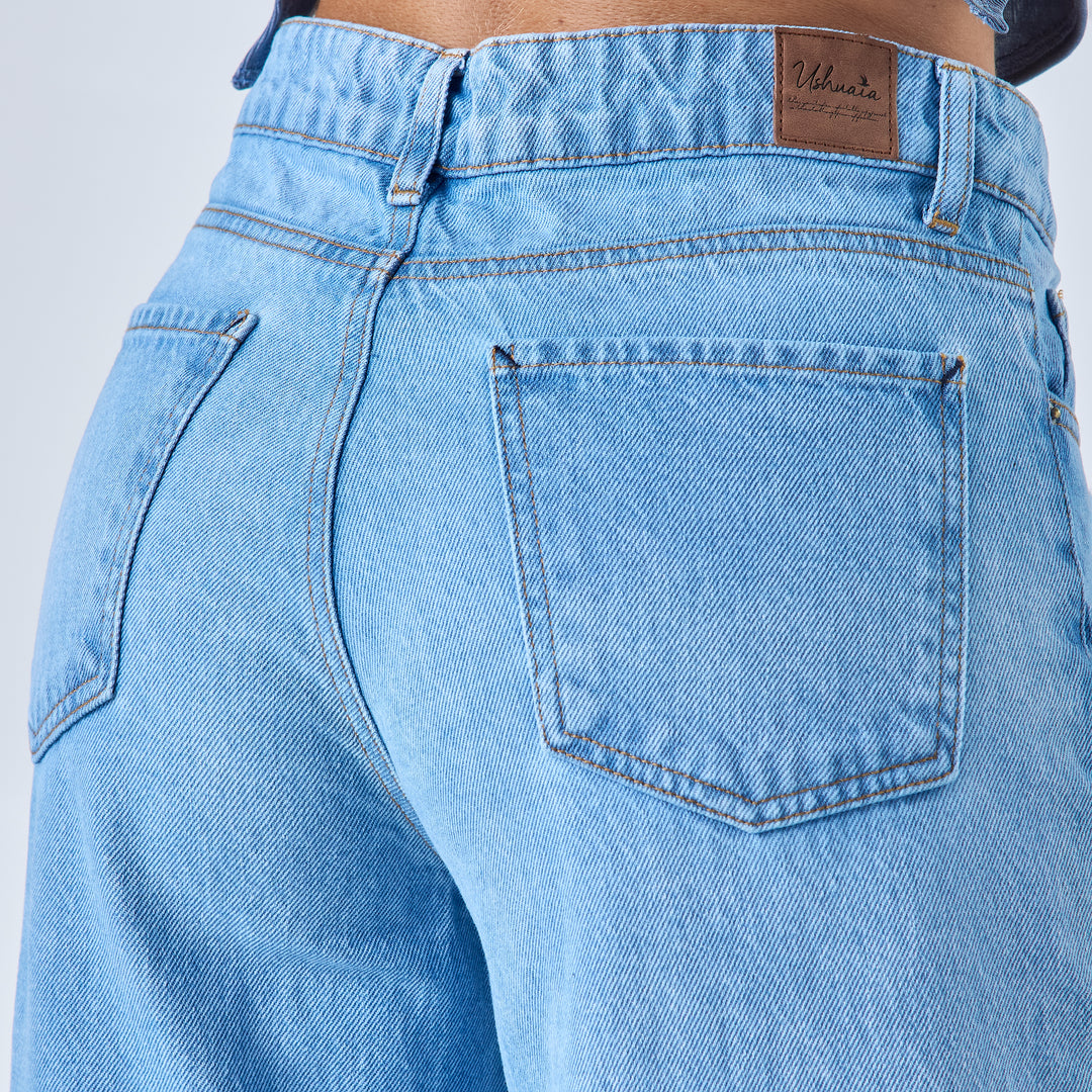 Ref: 552672 Jean rígido wide leg tiro alto color azul claro