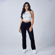 Ref: 552671 Jean straight tiro medio velvet licrado, color azul oscuro