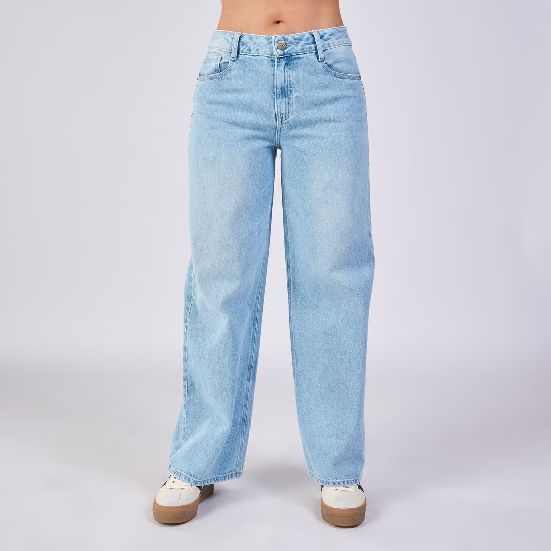 Ref: 552730 Jean wide leg rígido, color baby blue 100% algodón