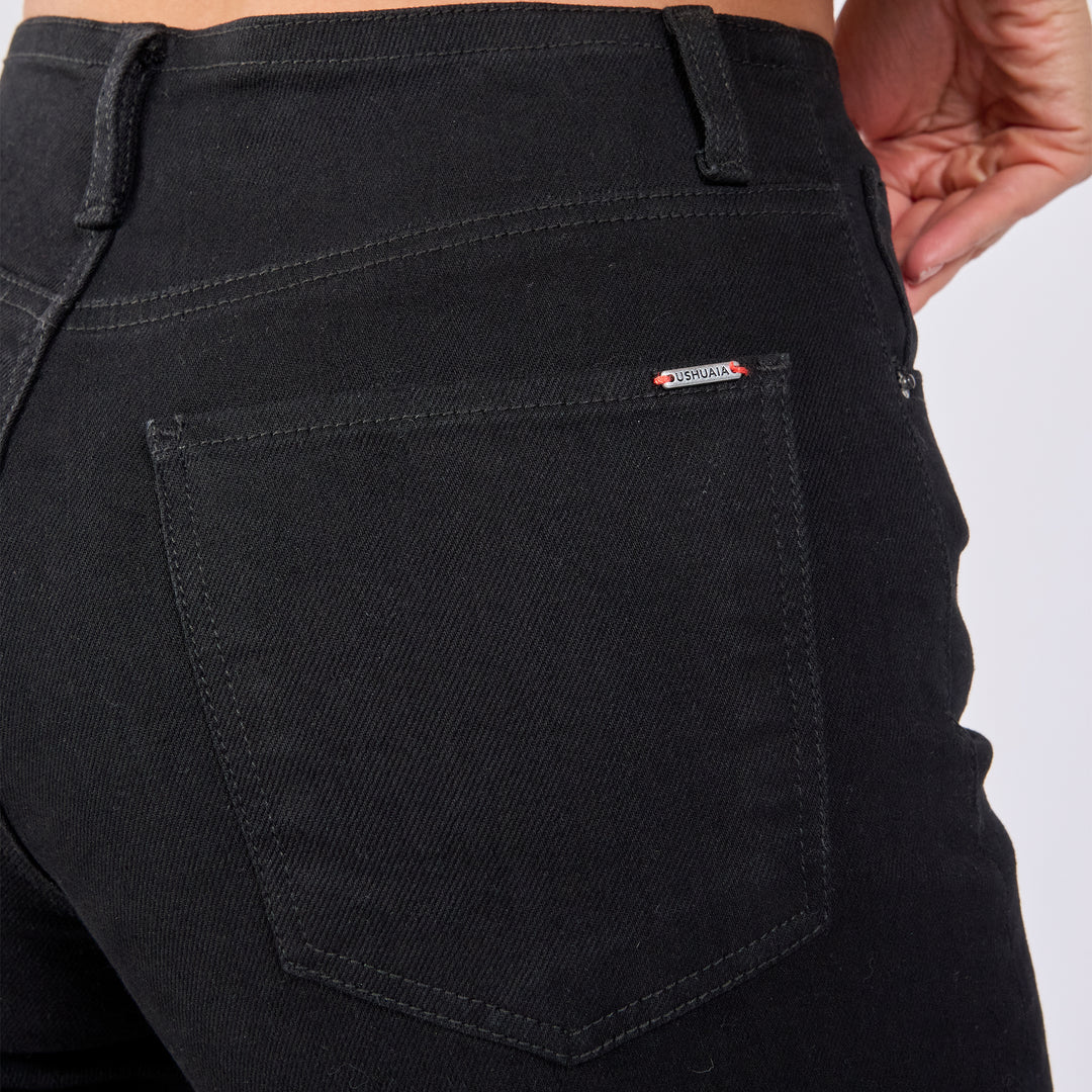 Ref: 552669 Jean wide leg tiro medio licrado, color negro