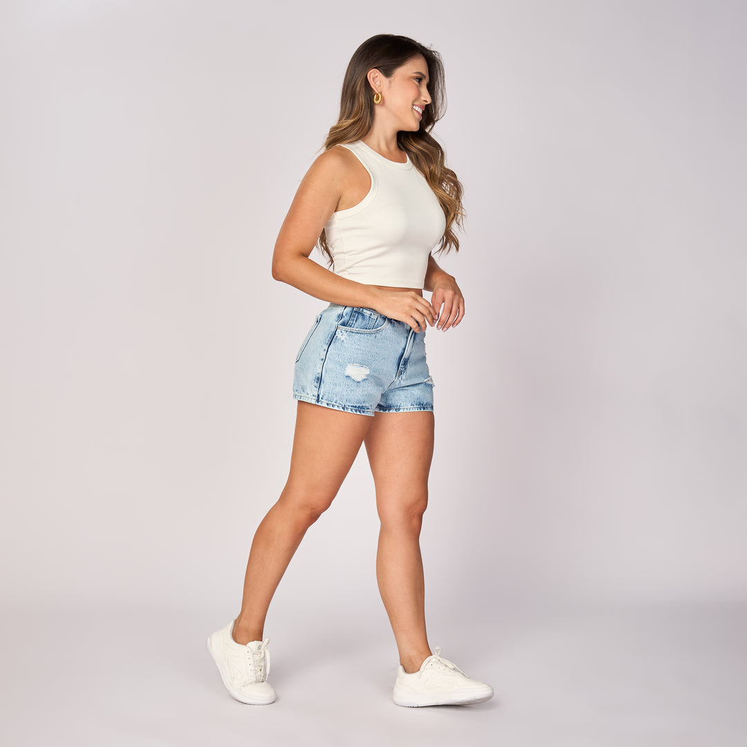 Ref: 556207 Short corto rígido azul claro en índigo