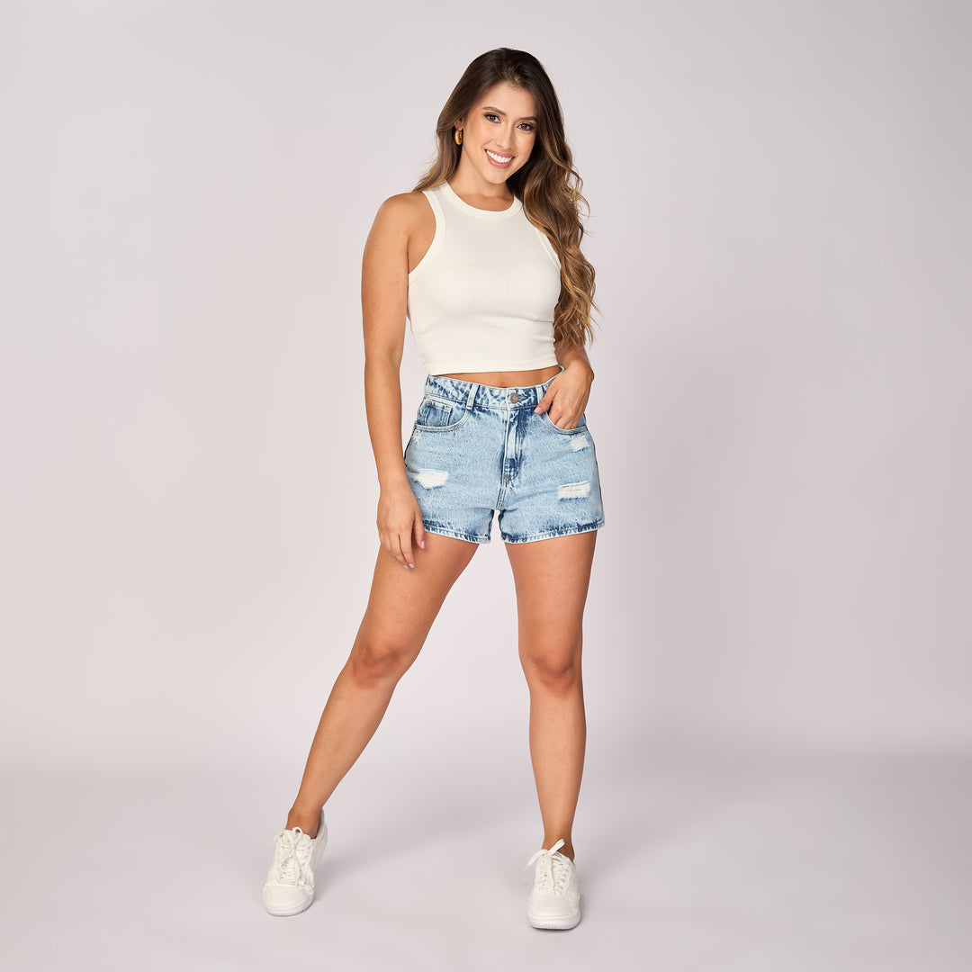 Ref: 556207 Short corto rígido azul claro en índigo