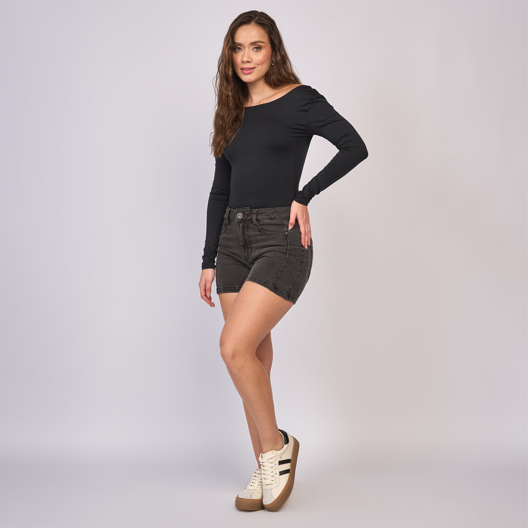 REF: 556283 Short corto dama licrado, color Gris oscuro