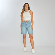 Ref: 556230 Short largo tipo torero cargo en denim rígido, color azul claro