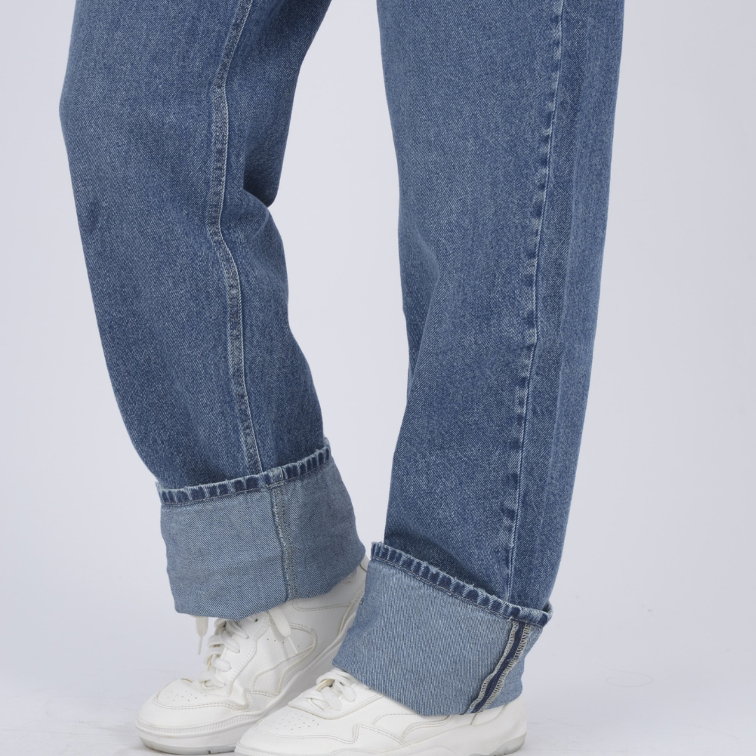 Ref: 552861 Jean dama straight tiro alto rígido, color Azul claro