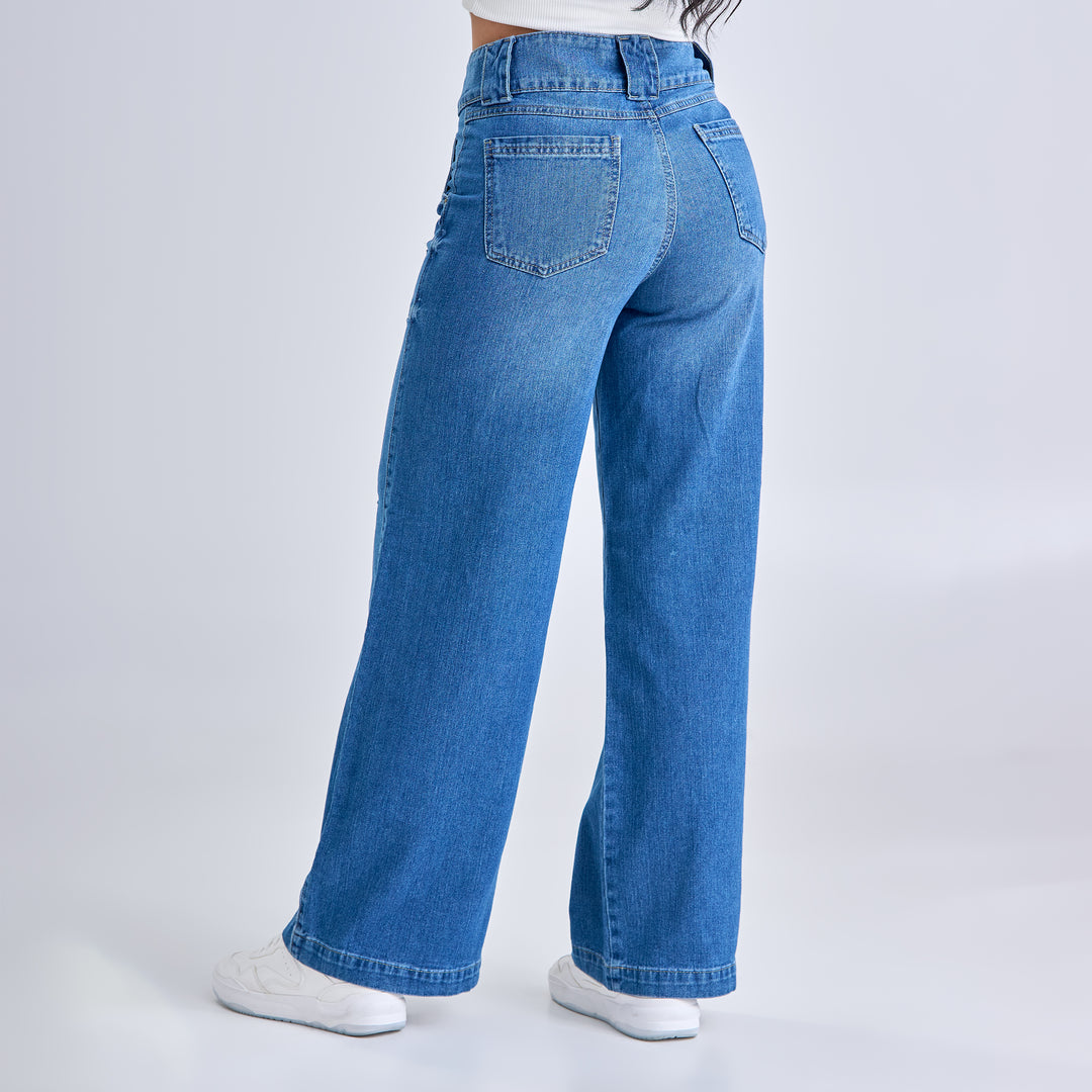 JEAN wide leg tipo carpintero tiro alto Ref: 552491