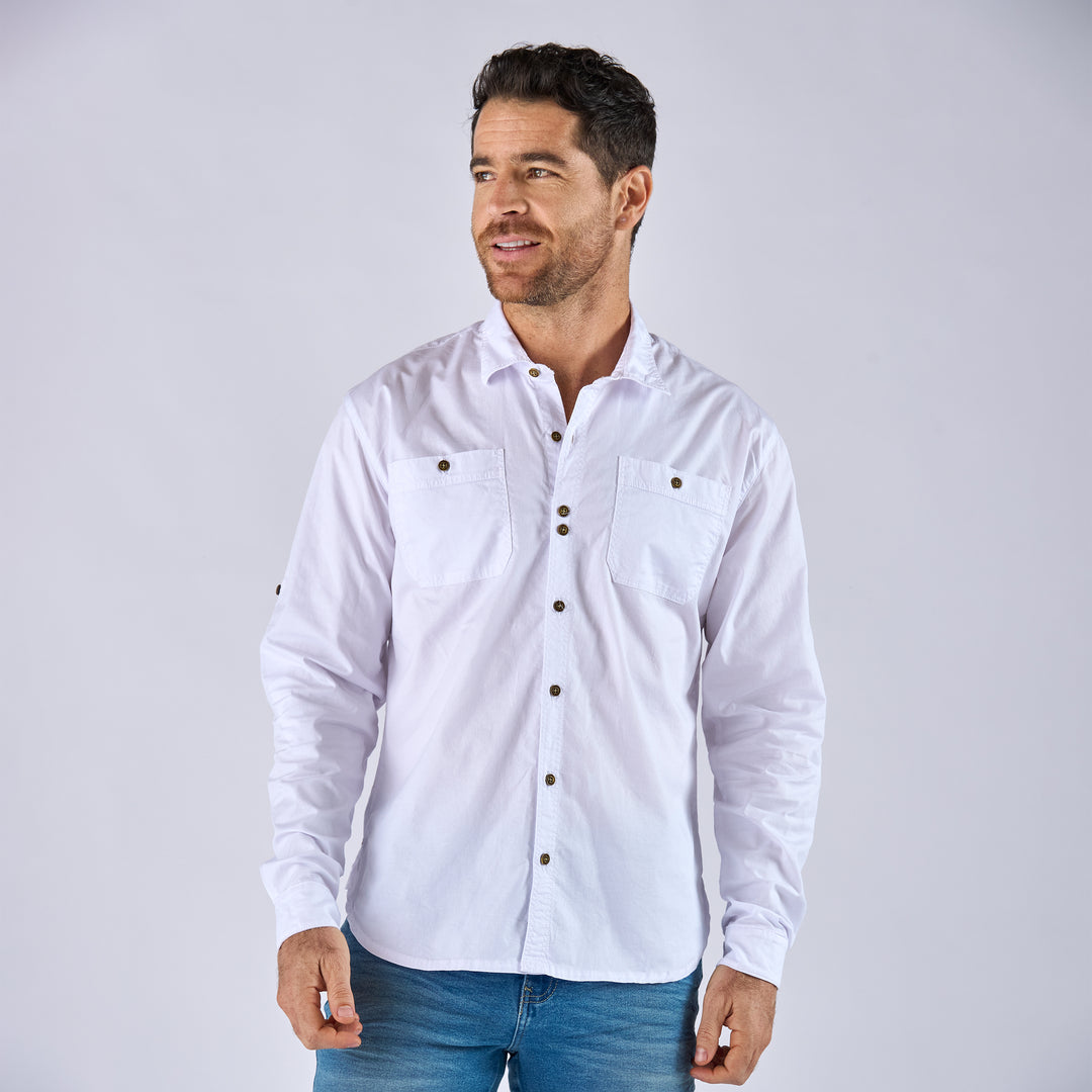 Ref: 201466 Camisa hombre licrada, color blanco