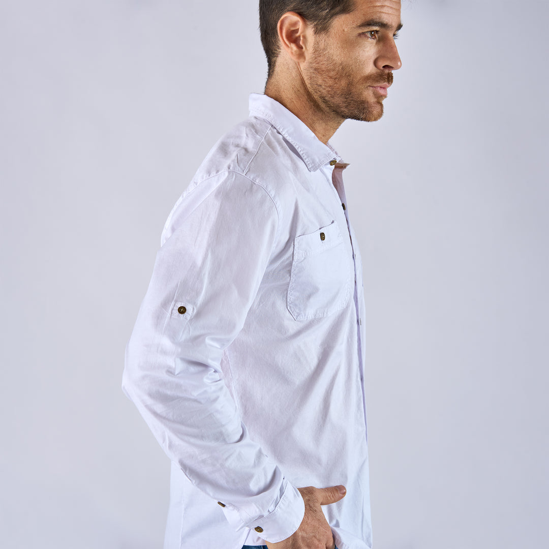 Ref: 201466 Camisa hombre licrada, color blanco