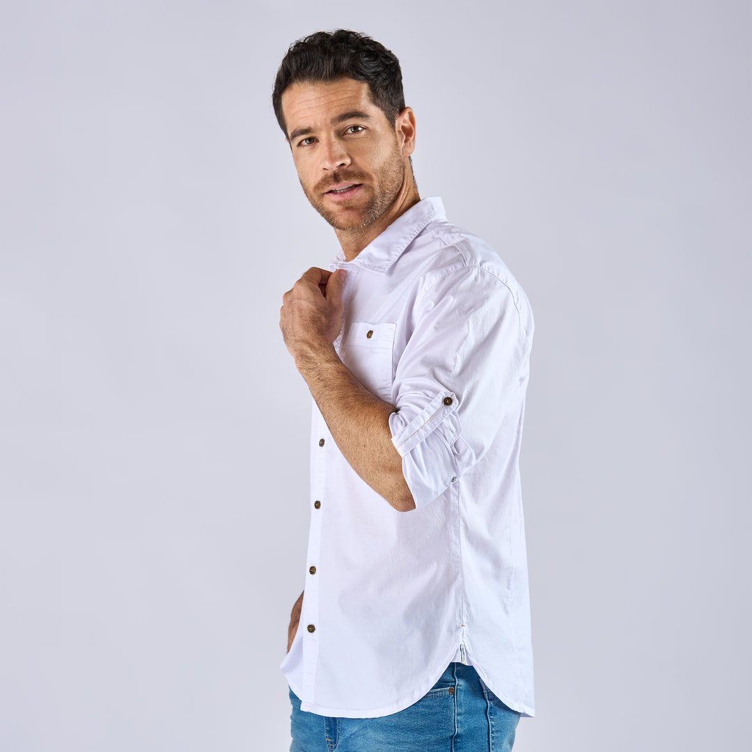 Ref: 201466 Camisa hombre licrada, color blanco
