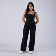 REF: 552757 Jean dama wide leg tiro medio licrado, color Negro