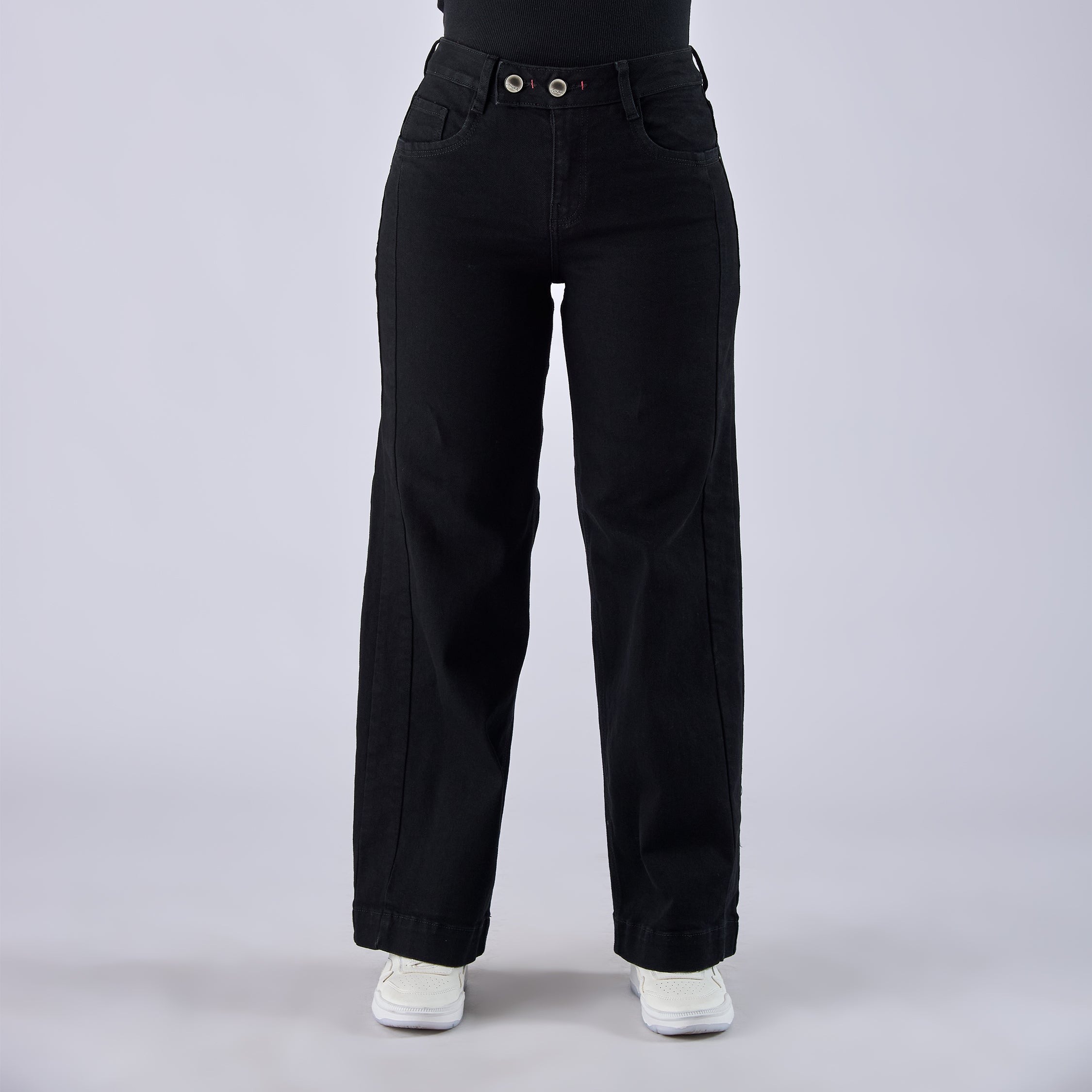 REF: 552757 Jean dama wide leg tiro medio licrado, color Negro