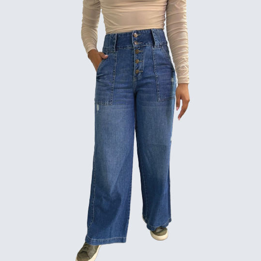 JEAN wide leg tipo carpintero tiro alto Ref: 552491